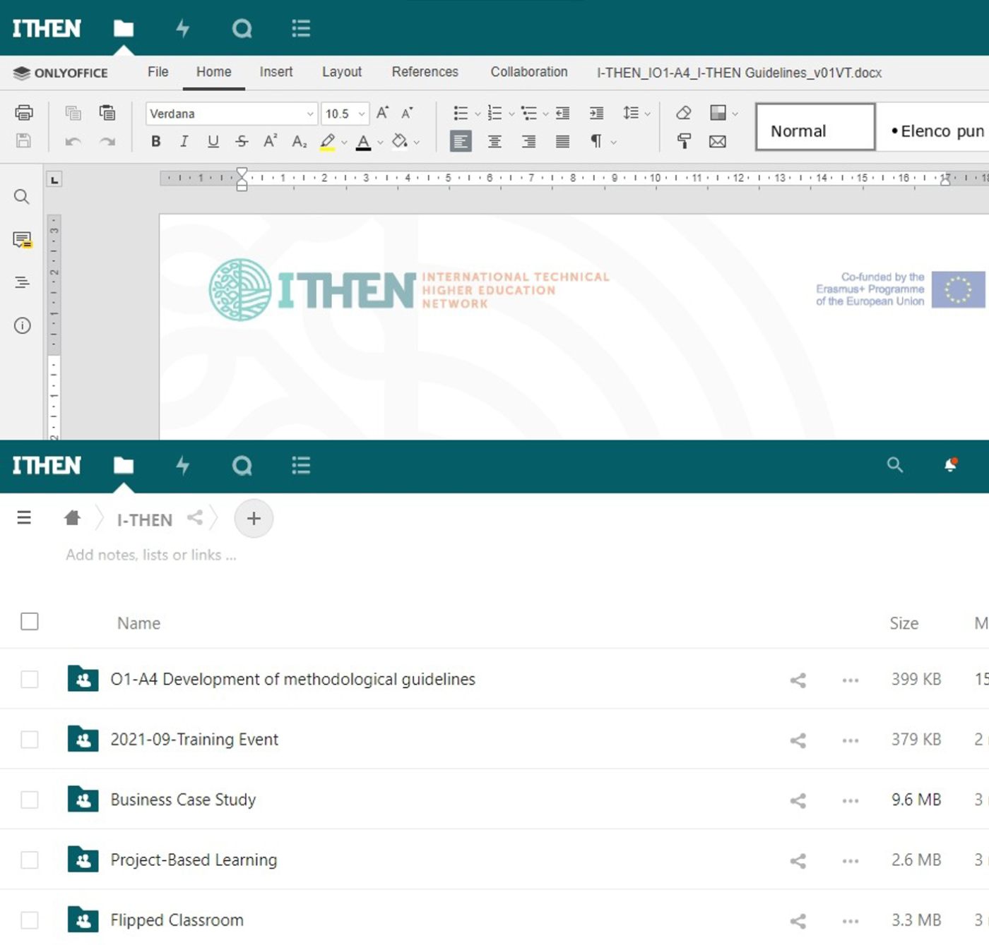 Screenshot of ITHEN Nextcloud interface